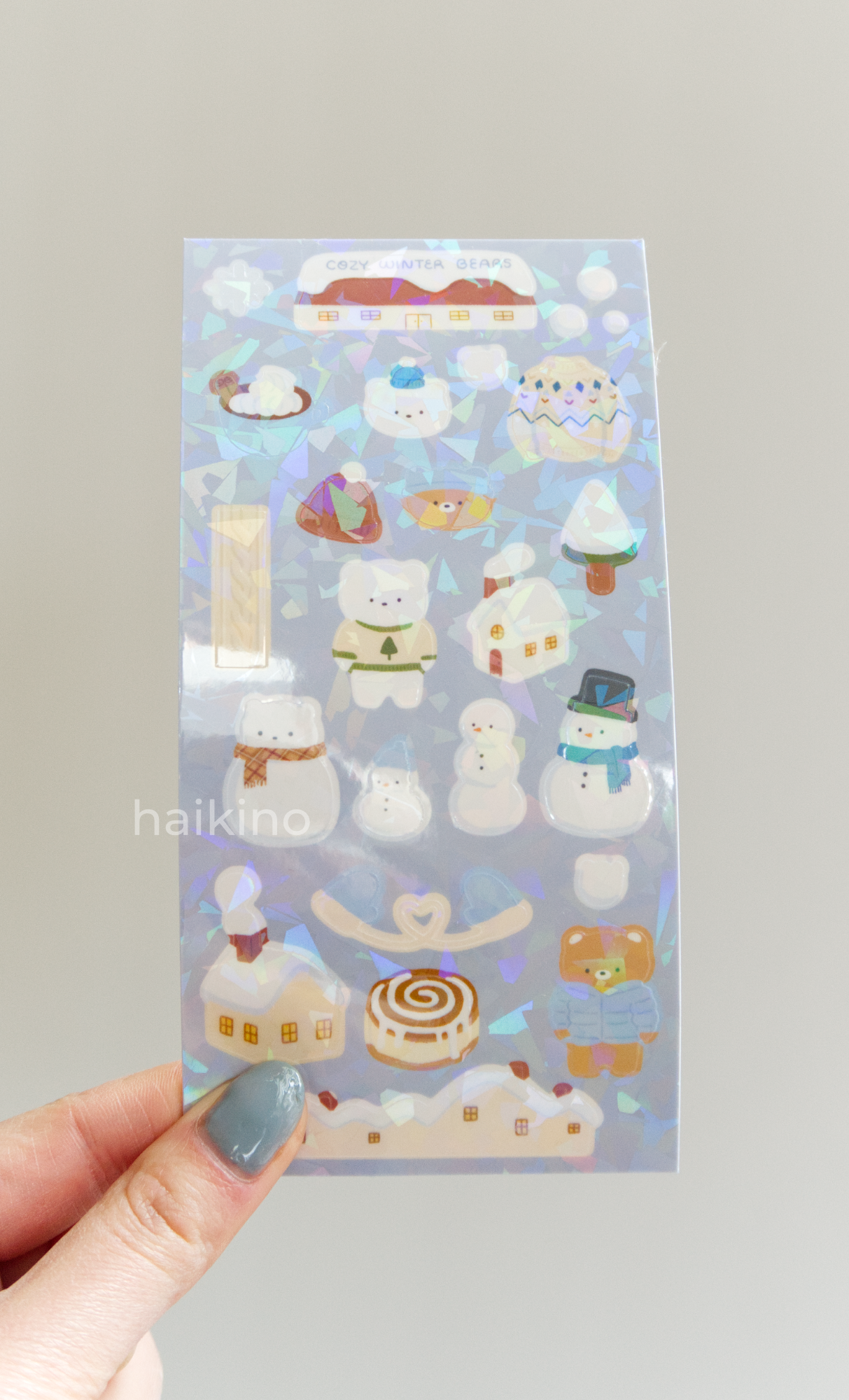 Cozy Winter Bears Sticker Sheet - Holographic