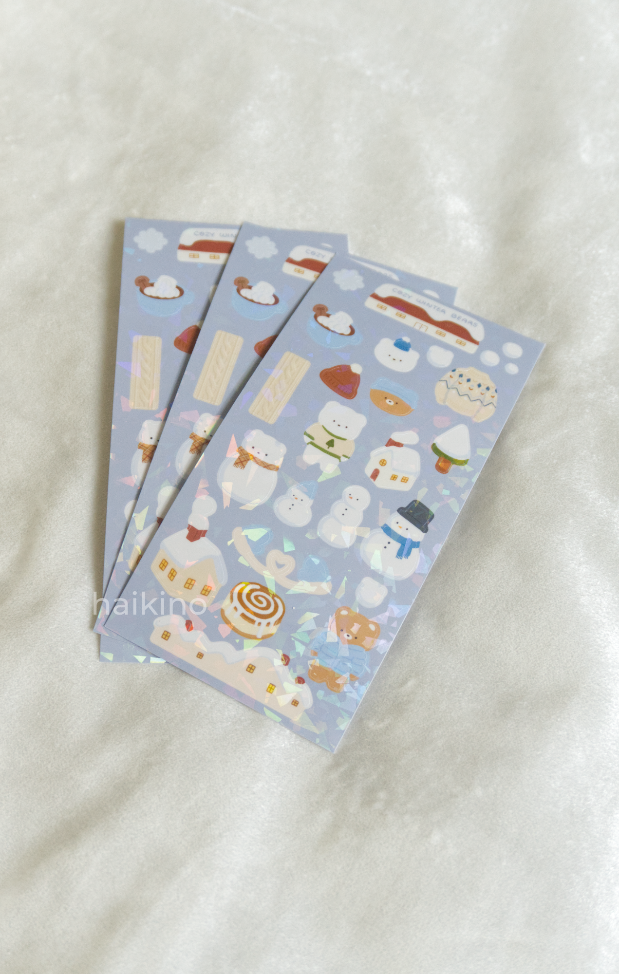 Cozy Winter Bears Sticker Sheet - Holographic