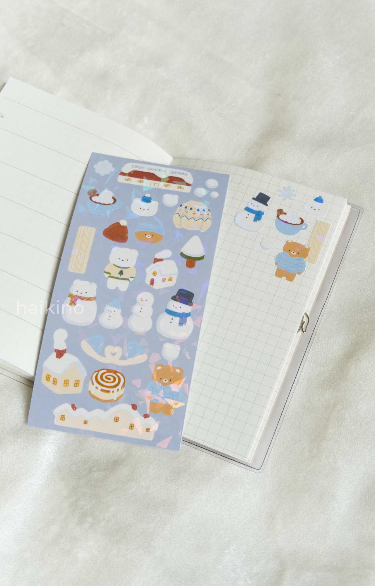 Cozy Winter Bears Sticker Sheet - Holographic