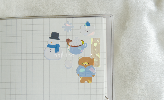 Cozy Winter Bears Sticker Sheet - Holographic