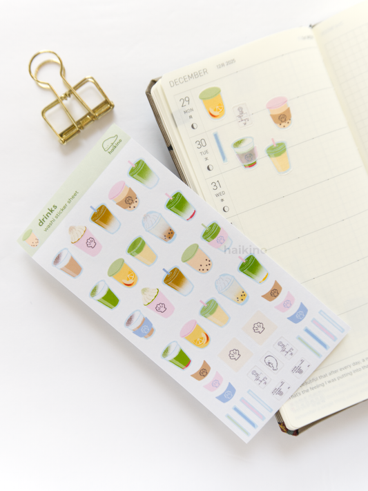 Drinks Washi Sticker Sheet